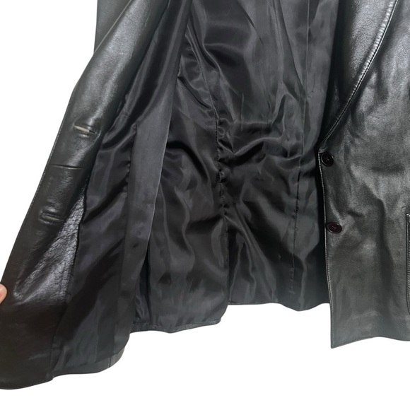 Vakko Sport Black 100% Leather Blazer Jacket XS - Picture 8 of 12